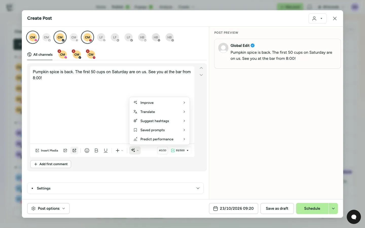 AI tools in the PostNimbo composer