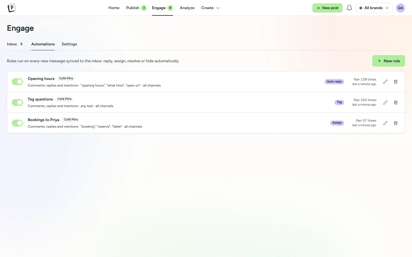 Inbox automation rules in PostNimbo